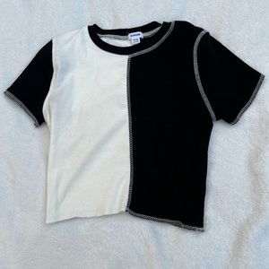 Black and White Garage XS Crop Top